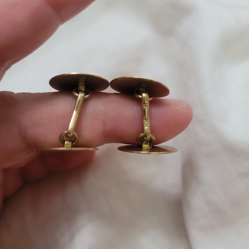 5.25 Grams 10K Gold Signed Vintage Timeless Patterned Textured Cufflinks - Picture 4 of 7